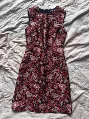 Adam Lippes Floral Brocade Sleeveless Dress Pink Black Size 2